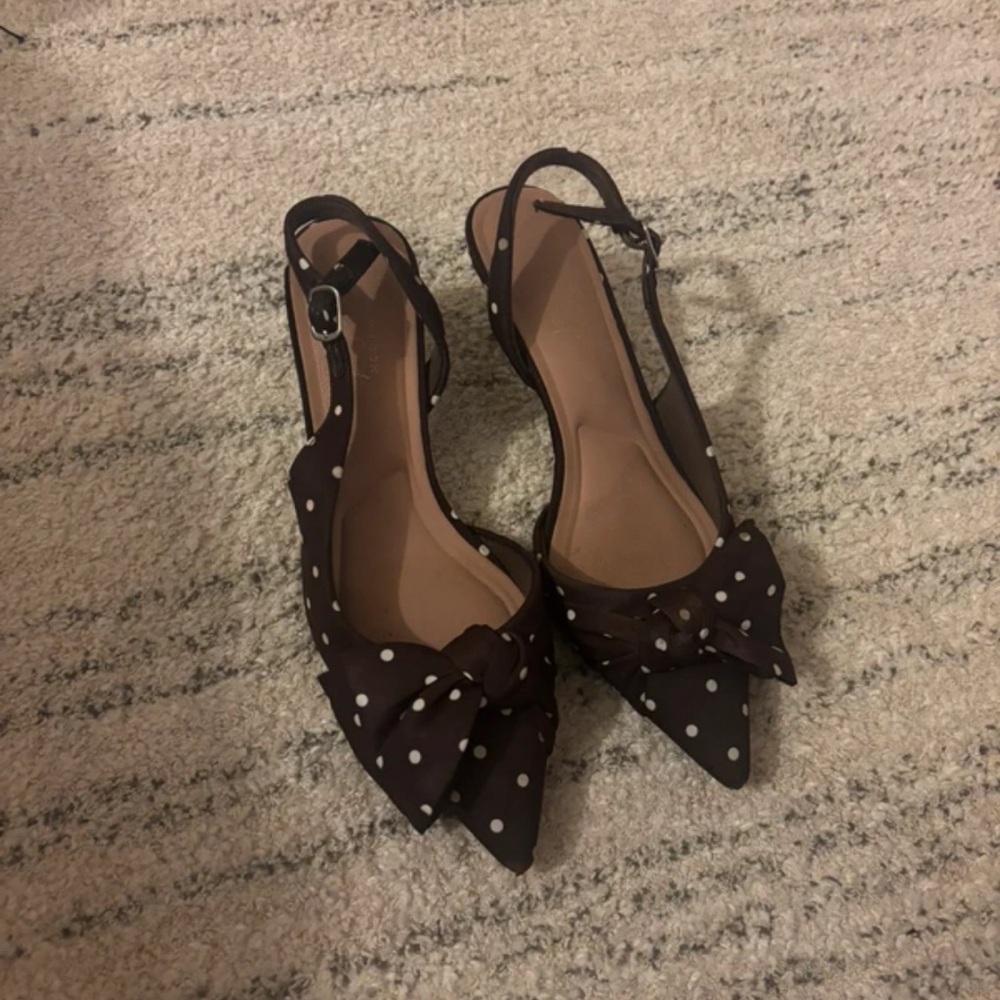 New Look Brown Polka Dot Slingback Heels